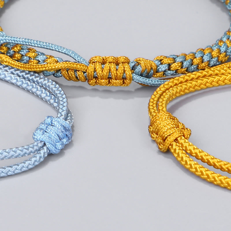 Buddha Stones 3Pcs Blue Yellow String Golden Copper Beads Healing Bracelet - image 10