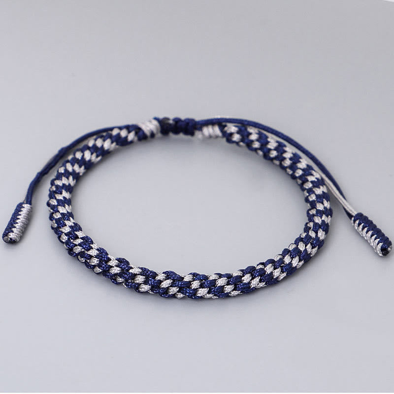 Buddha Stones 3Pcs Blue Gray String Golden Copper Beads Self Care Bracelet - image 4