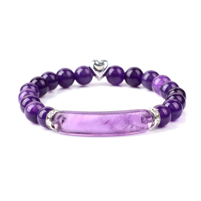 Buddha Stones Amethyst Tiger Eye Lapis Lazuli Green Aventurine Rhodonite Dalmatian Jasper Healing Bracelet - Amethyst(Wrist Circumference 15-16cm) - image 0