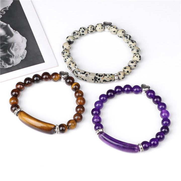 Buddha Stones Amethyst Tiger Eye Lapis Lazuli Green Aventurine Rhodonite Dalmatian Jasper Healing Bracelet - image 19
