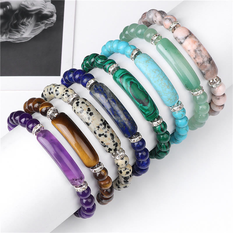Buddha Stones Amethyst Tiger Eye Lapis Lazuli Green Aventurine Rhodonite Dalmatian Jasper Healing Bracelet - image 18