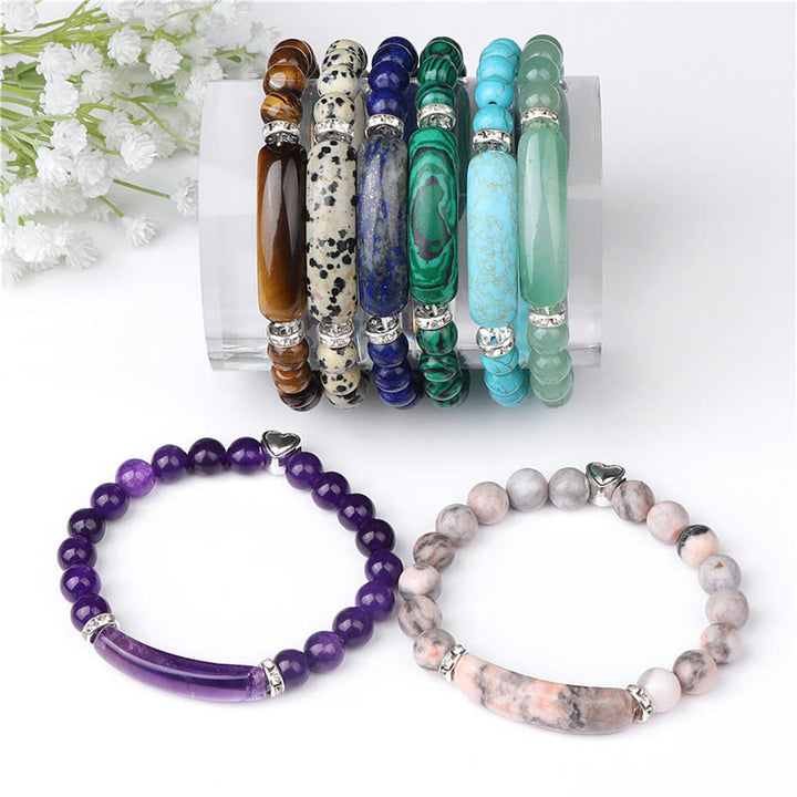 Buddha Stones Amethyst Tiger Eye Lapis Lazuli Green Aventurine Rhodonite Dalmatian Jasper Healing Bracelet - image 20
