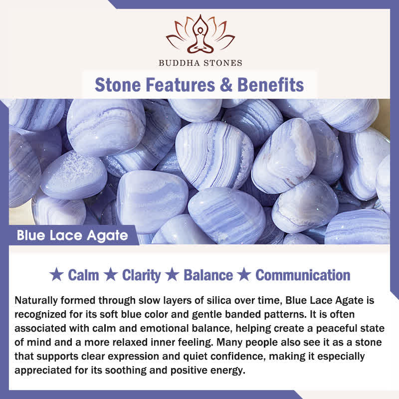 Buddha Stones Cute Cat Design Blue Lace Agate Clear Quartz  Beaded Bracelet - image 1