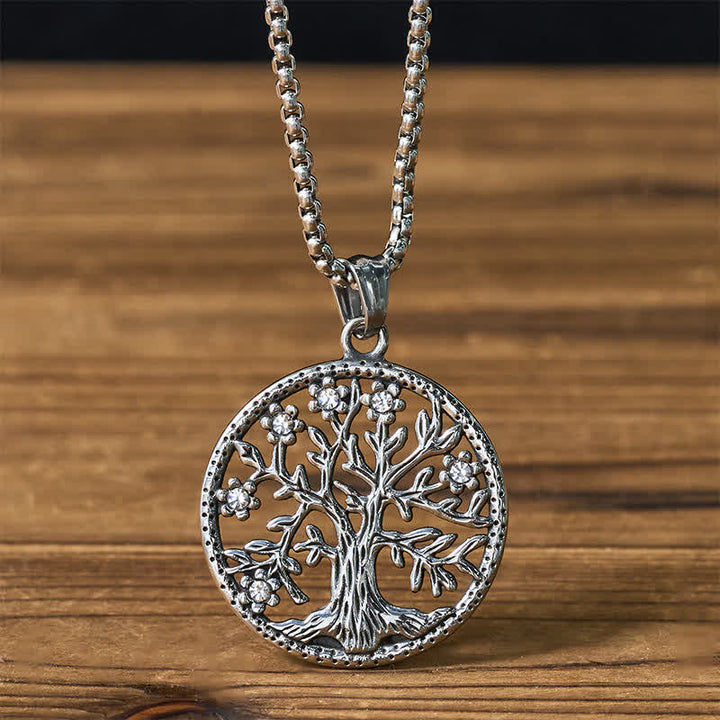 Buddha Stones The Tree Of Life Titanium Steel Creation Necklace Pendant - Silvery The Tree of Life - image 0