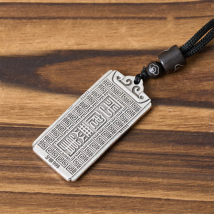 Buddha Stones Copper Plated With Silver Dragon Rope Strength Necklace Pendant - image 7