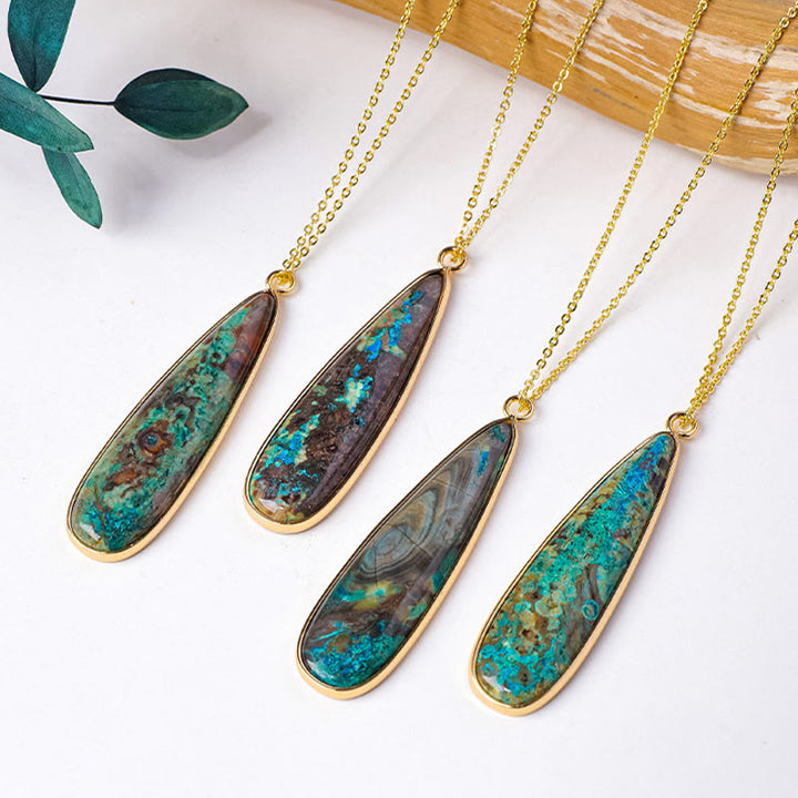 Buddha Stones Natural Stone Sea Sediment Jasper Agate Teardrop Shape Protection Necklace Pendant - image 2