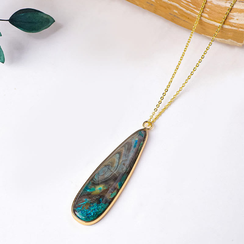 Buddha Stones Natural Stone Sea Sediment Jasper Agate Teardrop Shape Protection Necklace Pendant - Natural Sea Sediment Jasper(Color Shape and Size May vary) - image 1