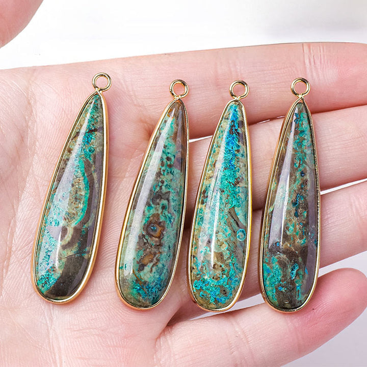 Buddha Stones Natural Stone Sea Sediment Jasper Agate Teardrop Shape Protection Necklace Pendant - image 10