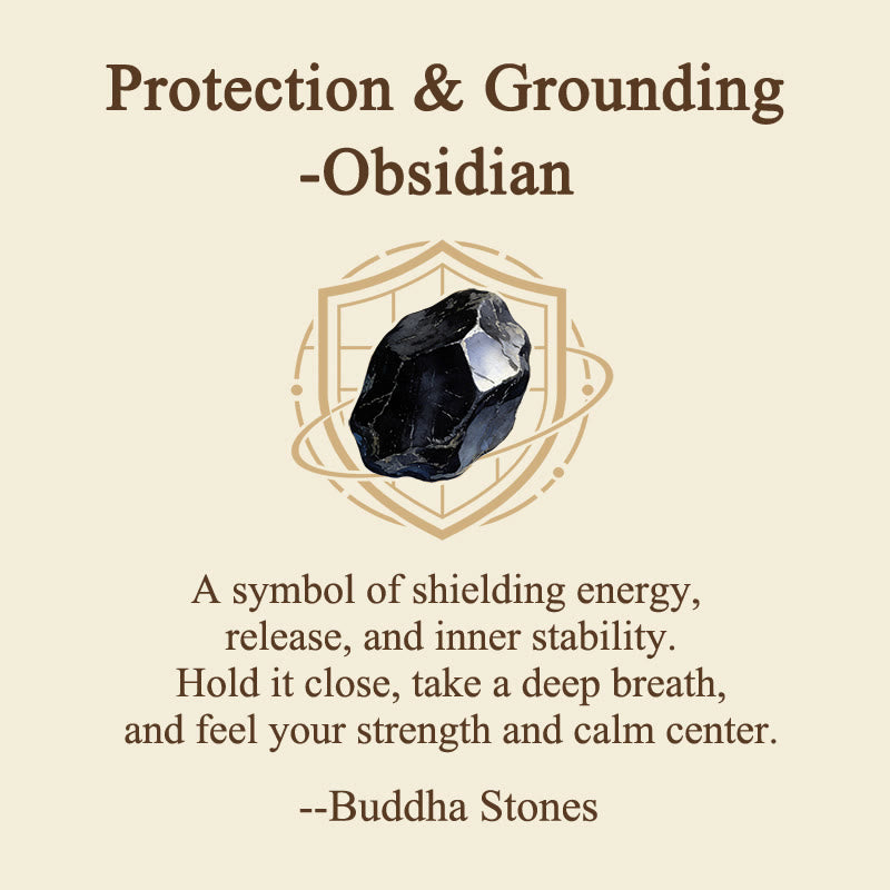 Buddha Stones Protection & Grounding Natural Small Black Obsidian Worry Stone Crystal Decor 3.5*4.5cm - image 5