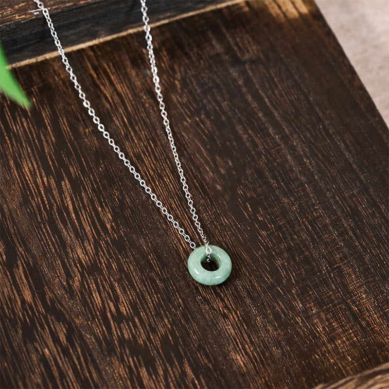 Buddha Stones Green Jade Peace Buckle Abacus Luck Necklace Pendant - image 11