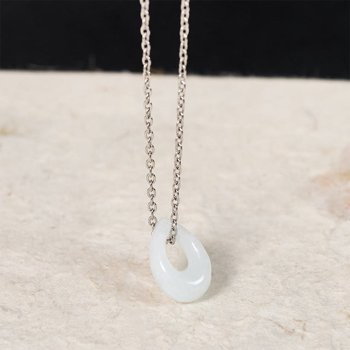 Buddha Stones Water Droplet White Jade Luck Necklace Pendant - image 8