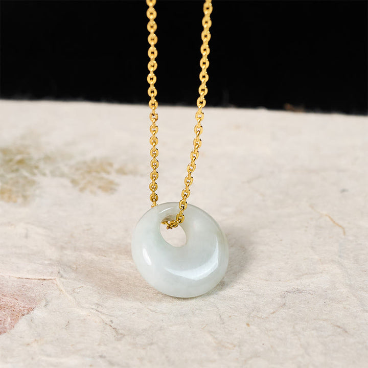 Buddha Stones Round Buckle Jade Luck Necklace Pendant - image 2
