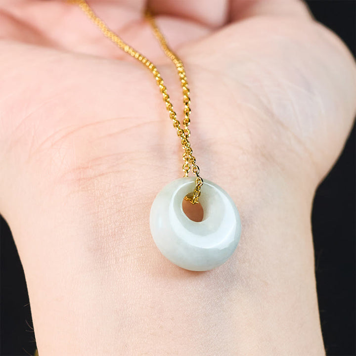 Buddha Stones Round Buckle Jade Luck Necklace Pendant - image 5