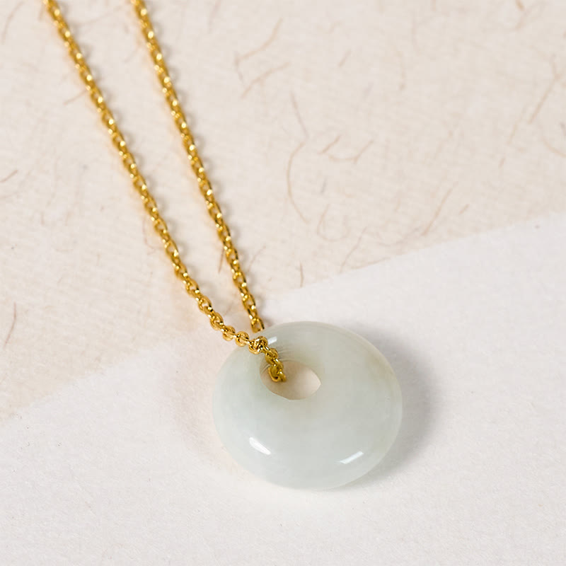 Buddha Stones Round Buckle Jade Luck Necklace Pendant - image 1