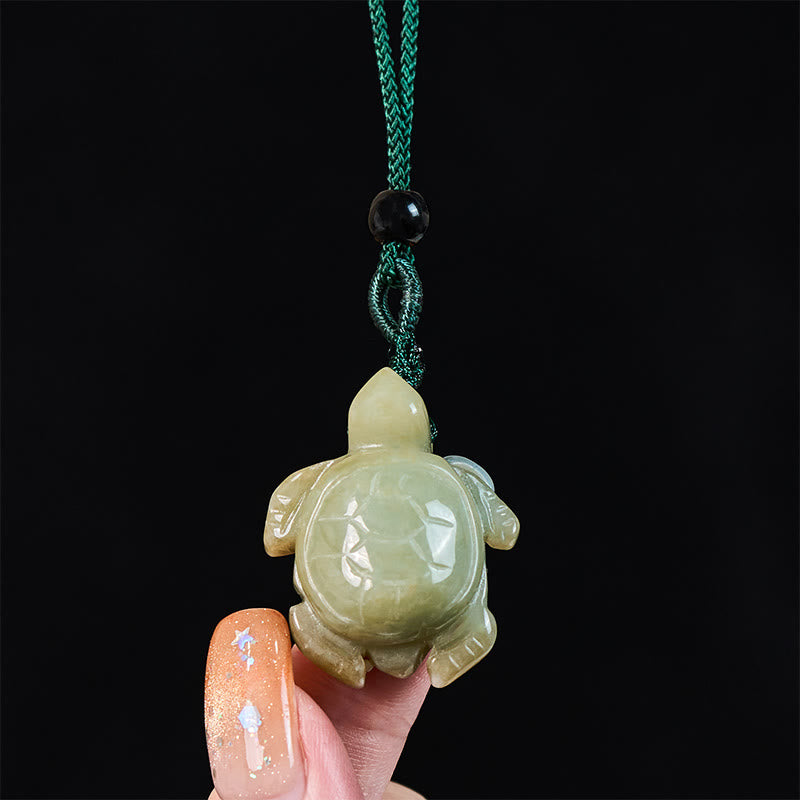 Buddha Stones Green Jade Turtle Prosperity Necklace Pendant - Natural Jade(Color May Vary) - image 5