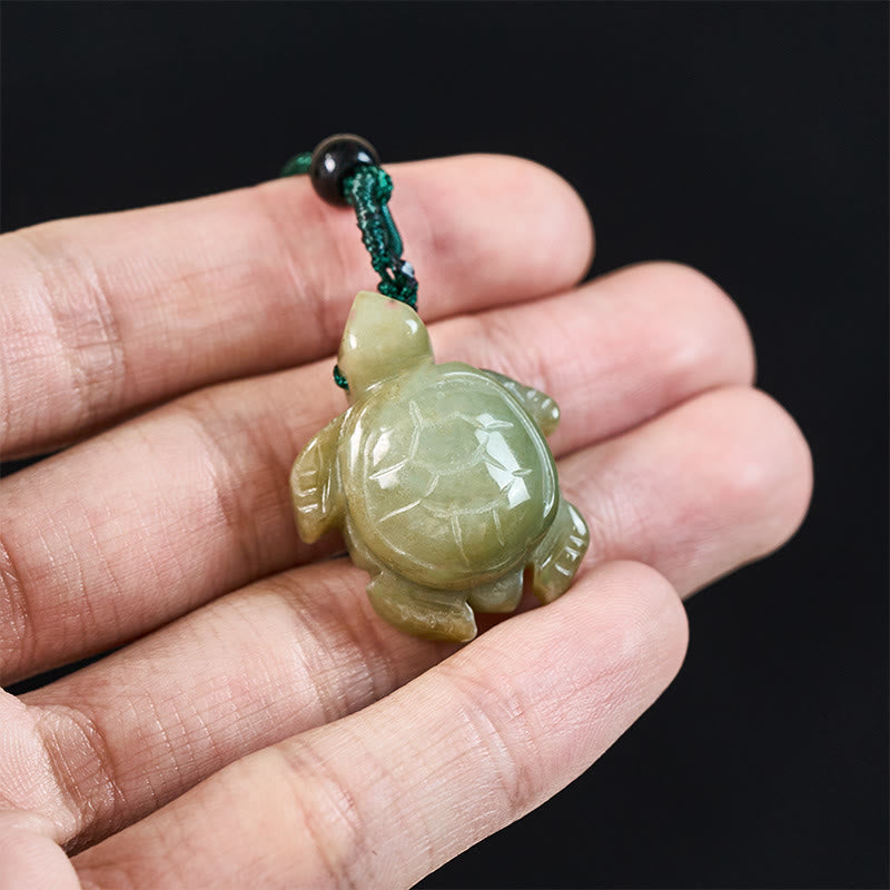 Buddha Stones Green Jade Turtle Prosperity Necklace Pendant - image 4