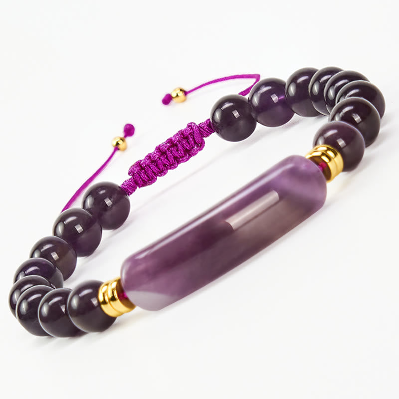 Buddha Stones Amethyst Green Aventurine Tiger Eye Strawberry Quartz Positive Transformation Bracelet - Amethyst(Wrist Circumference 14-18cm) - image 9