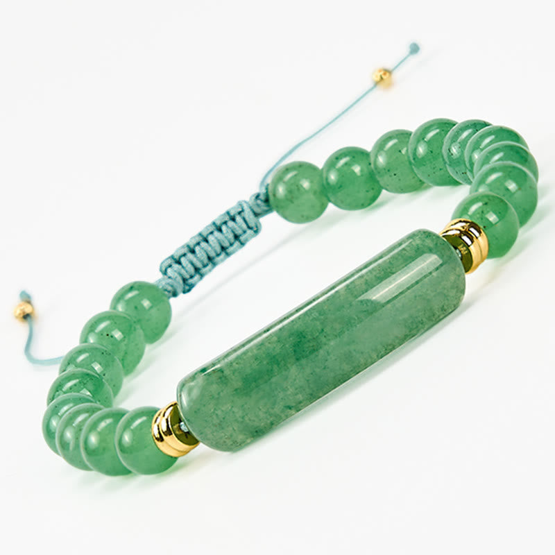 Buddha Stones Amethyst Green Aventurine Tiger Eye Strawberry Quartz Positive Transformation Bracelet - Green Aventurine(Wrist Circumference 14-18cm) - image 0