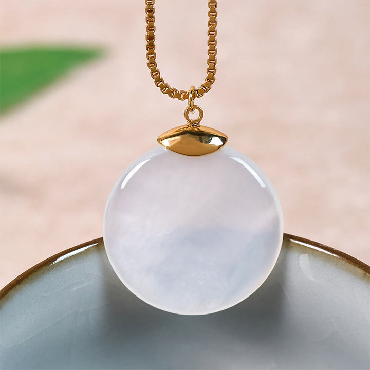 Buddha Stones Round Tridacna Stone Calm Necklace Pendant - image 3