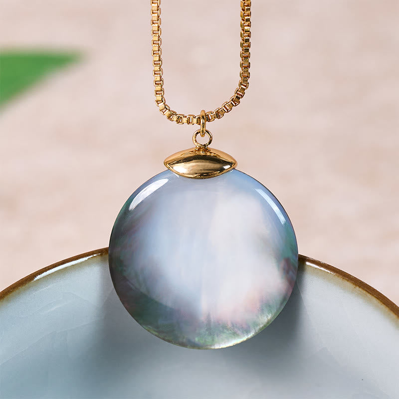 Buddha Stones Round Tridacna Stone Calm Necklace Pendant - image 9