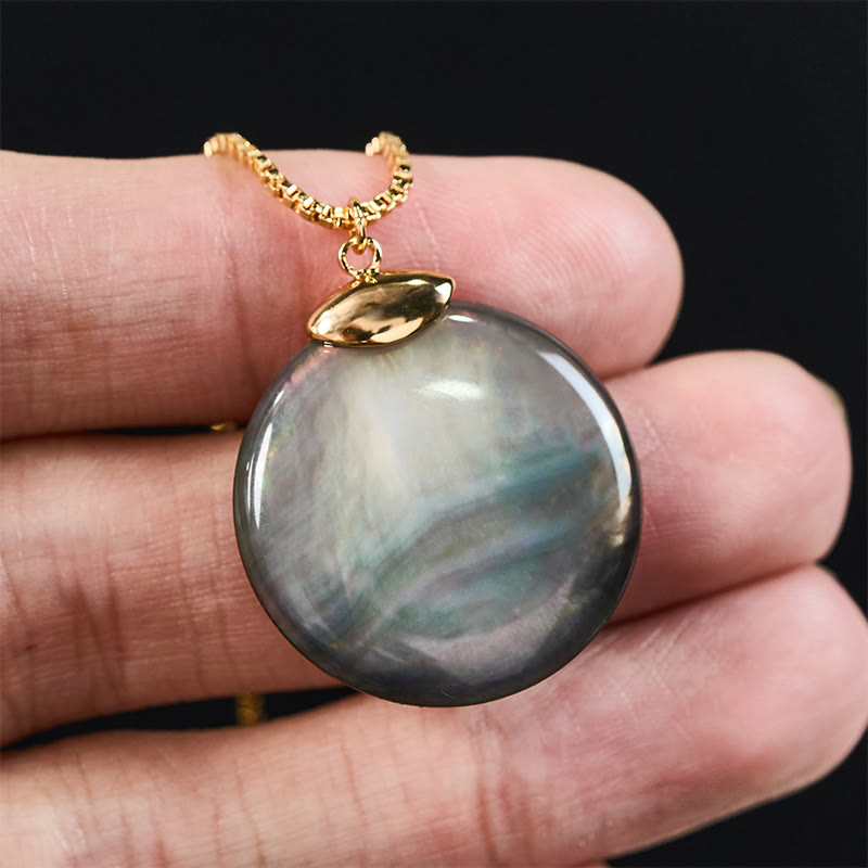 Buddha Stones Round Tridacna Stone Calm Necklace Pendant - image 11