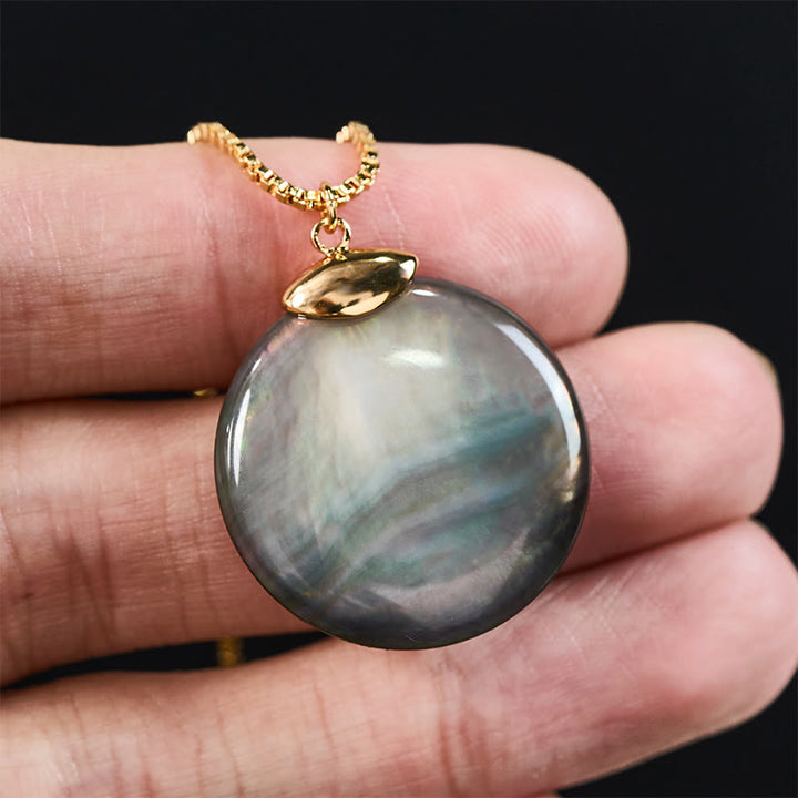 Buddha Stones Round Tridacna Stone Calm Necklace Pendant - image 11