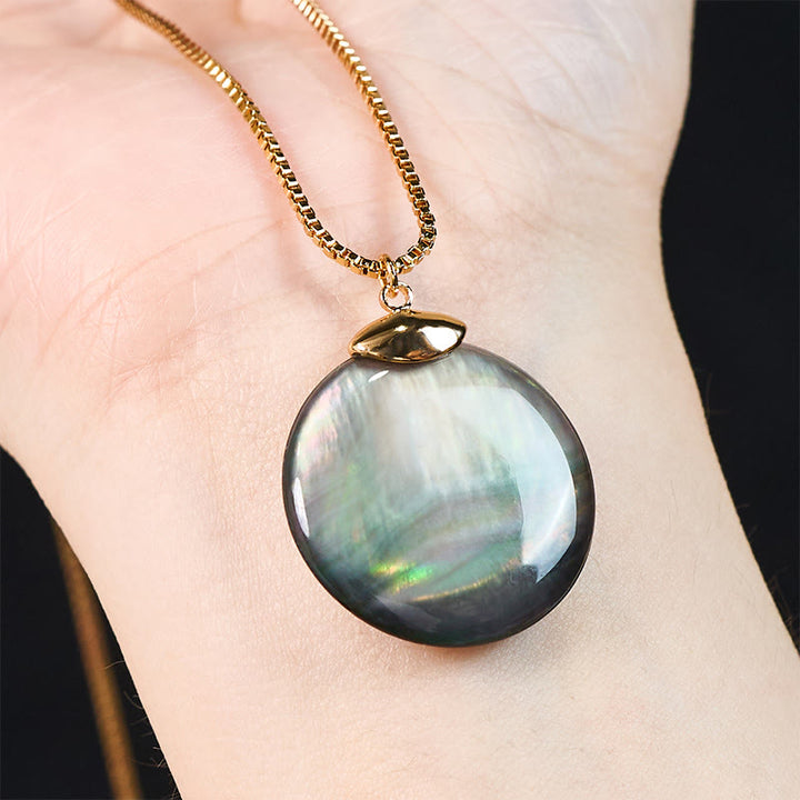Buddha Stones Round Tridacna Stone Calm Necklace Pendant - image 12