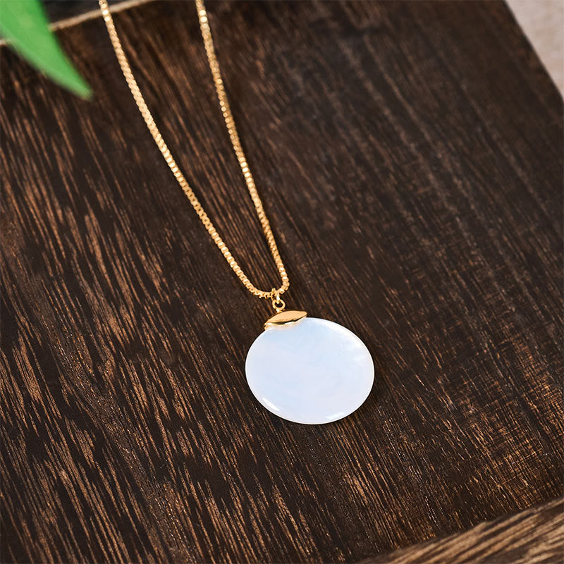 Buddha Stones Round Tridacna Stone Calm Necklace Pendant - image 4