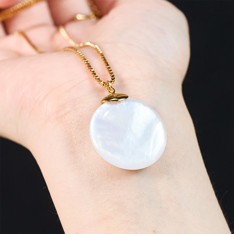 Buddha Stones Round Tridacna Stone Calm Necklace Pendant - image 5