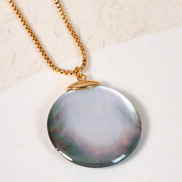 Buddha Stones Round Tridacna Stone Calm Necklace Pendant - image 8