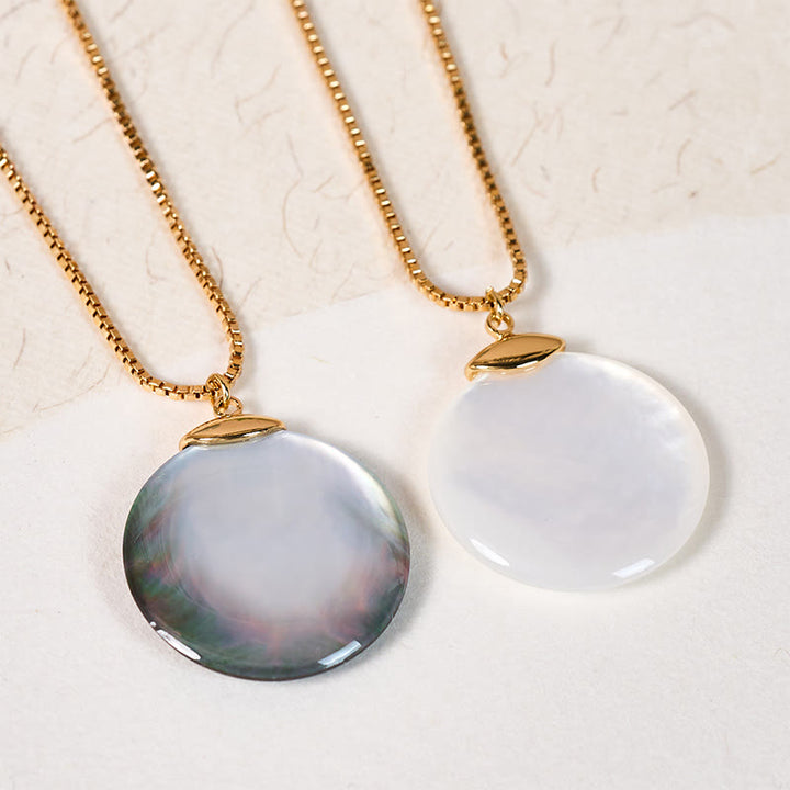 Buddha Stones Round Tridacna Stone Calm Necklace Pendant - image 0