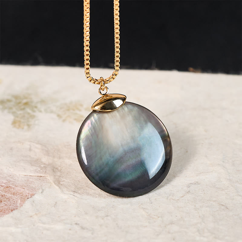 Buddha Stones Round Tridacna Stone Calm Necklace Pendant - Gray Tridacna Stone - image 7