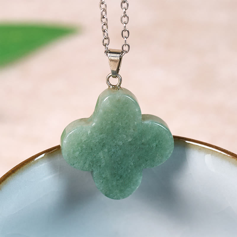 Buddha Stones Various Crystal Green Aventurine Black Obsidian Tiger Eye Plum Blossom Luck Necklace Pendant - Green Aventurine(Natural – Slight Irregularities) - image 0