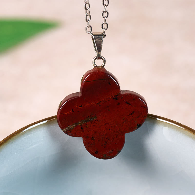 Buddha Stones Various Crystal Green Aventurine Black Obsidian Tiger Eye Plum Blossom Luck Necklace Pendant - Red Jasper(Natural – Slight Irregularities) - image 26