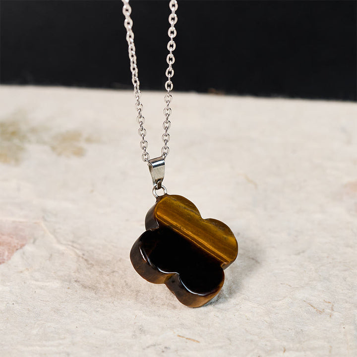 Buddha Stones Various Crystal Green Aventurine Black Obsidian Tiger Eye Plum Blossom Luck Necklace Pendant - image 15