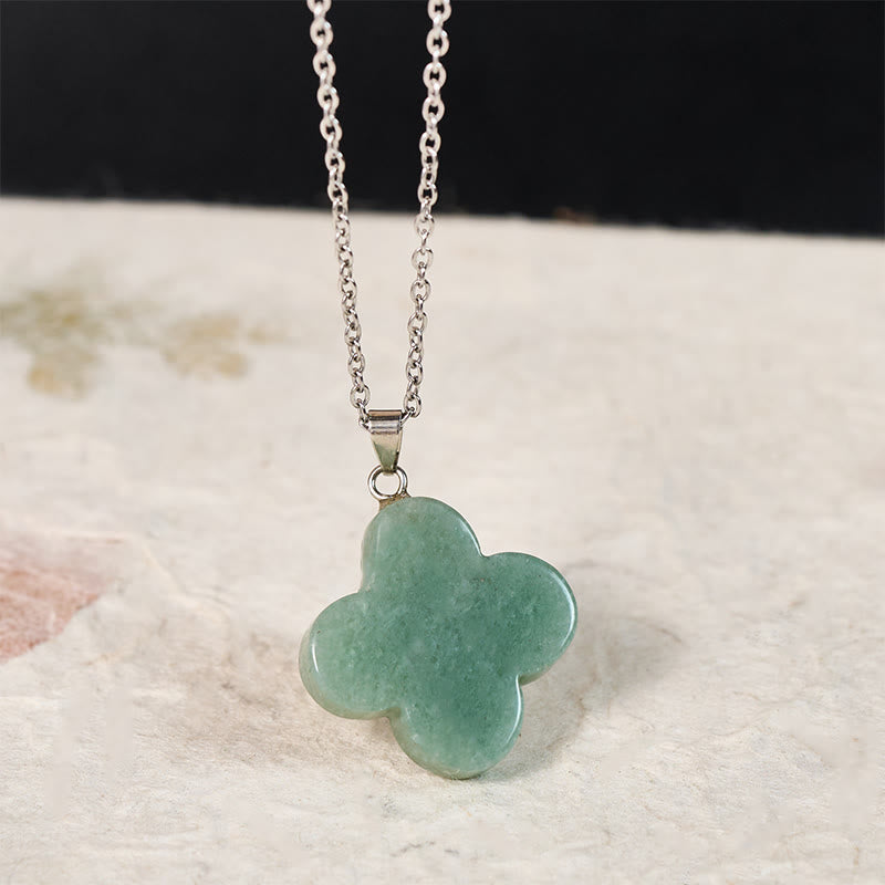 Buddha Stones Various Crystal Green Aventurine Black Obsidian Tiger Eye Plum Blossom Luck Necklace Pendant - image 1