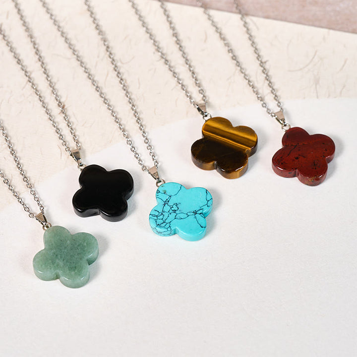 Buddha Stones Various Crystal Green Aventurine Black Obsidian Tiger Eye Plum Blossom Luck Necklace Pendant - image 32