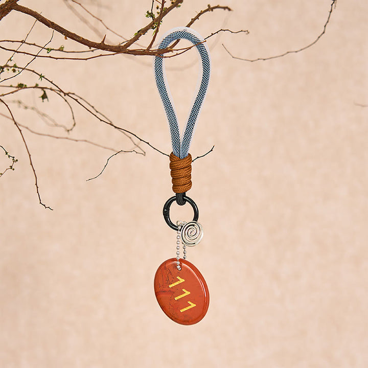 Buddha Stones "Embrace New Beginnings" 111 Angel Number Natural Red Jasper Key Chain Hanging Decoration Includes Gift Message Card - image 5