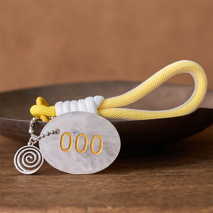 Buddha Stones "Infinite Possibilities Begin" 000 Angel Number Natural Clear Quartz Key Chain Hanging Decoration Includes Gift Message Card - image 3