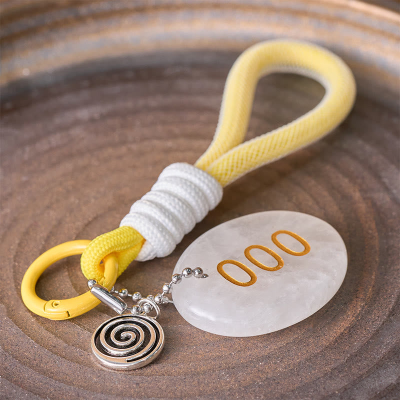 Buddha Stones "Infinite Possibilities Begin" 000 Angel Number Natural Clear Quartz Key Chain Hanging Decoration Includes Gift Message Card - image 1