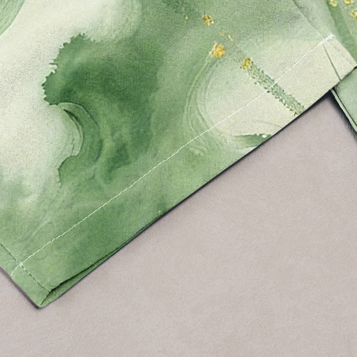 Buddha Stones Pure Cotton Lotus Gold Fleck Pattern Women's Elastic Waist Pants With Pockets - image 1