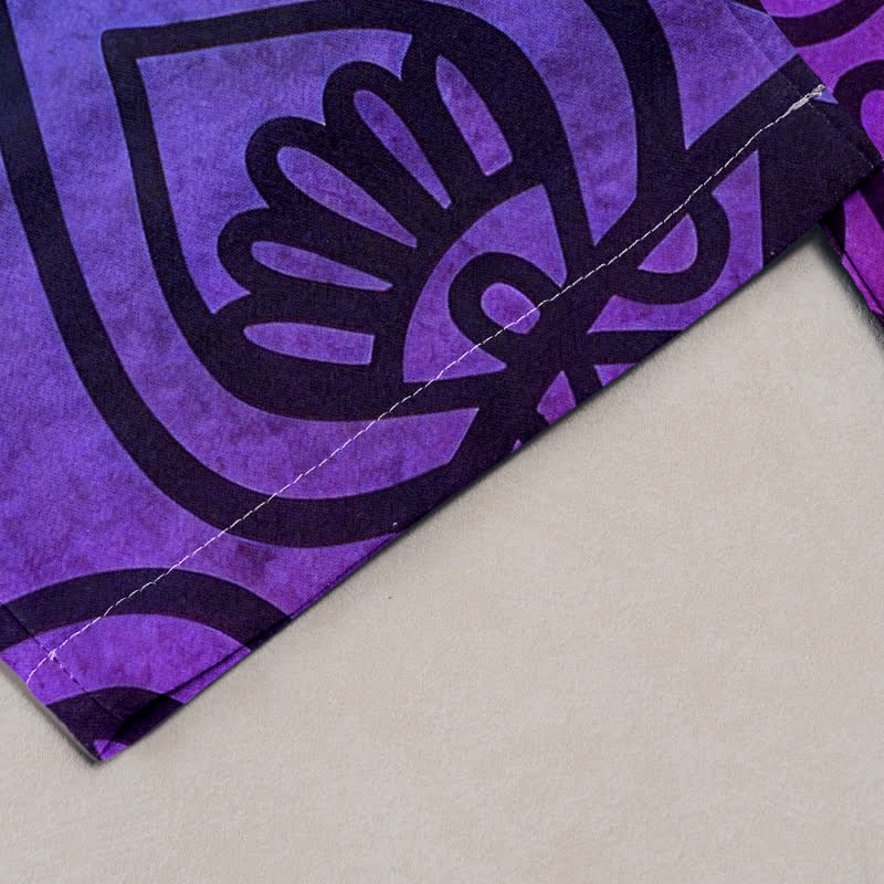 Buddha Stones Pure Cotton Gradient Mandala Pattern Women's Elastic Waist Pants With Pockets - image 2