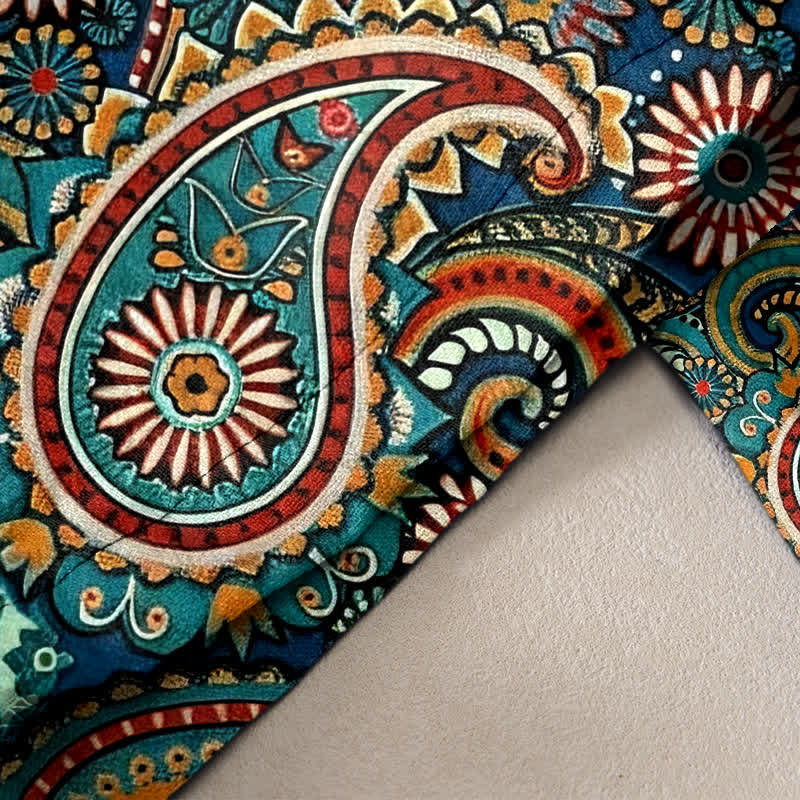 Buddha Stones Pure Cotton Paisley Floral Print Women's Elastic Waist Pants With Pockets - image 2