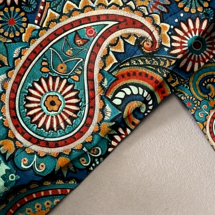 Buddha Stones Pure Cotton Paisley Floral Print Women's Elastic Waist Pants With Pockets - image 2