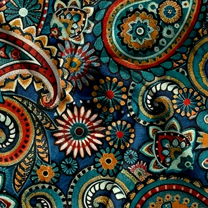 Buddha Stones Pure Cotton Paisley Floral Print Women's Elastic Waist Pants With Pockets - image 3