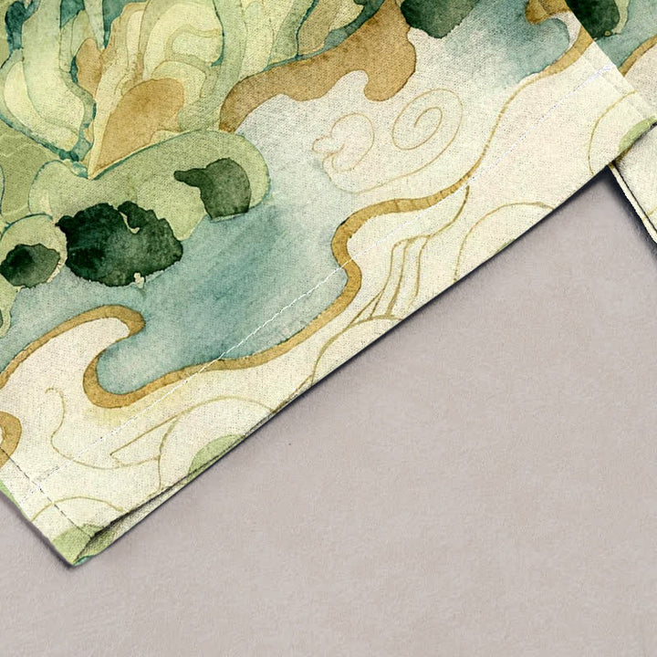 Buddha Stones Pure Cotton Mountain Bamboo Pattern Women's Elastic Waist Pants With Pockets - image 1