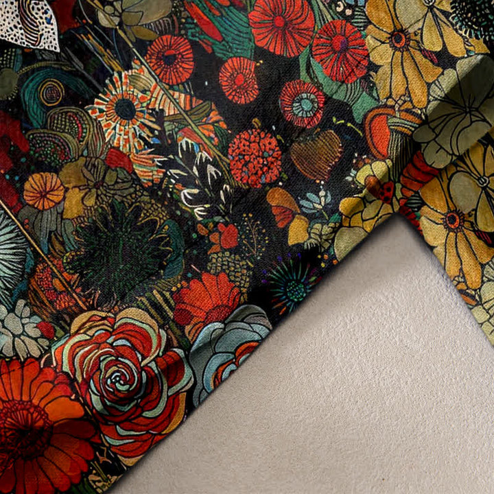 Buddha Stones Pure Cotton Bohemian Floral Horse Pattern Women's Elastic Waist Pants With Pockets - image 2