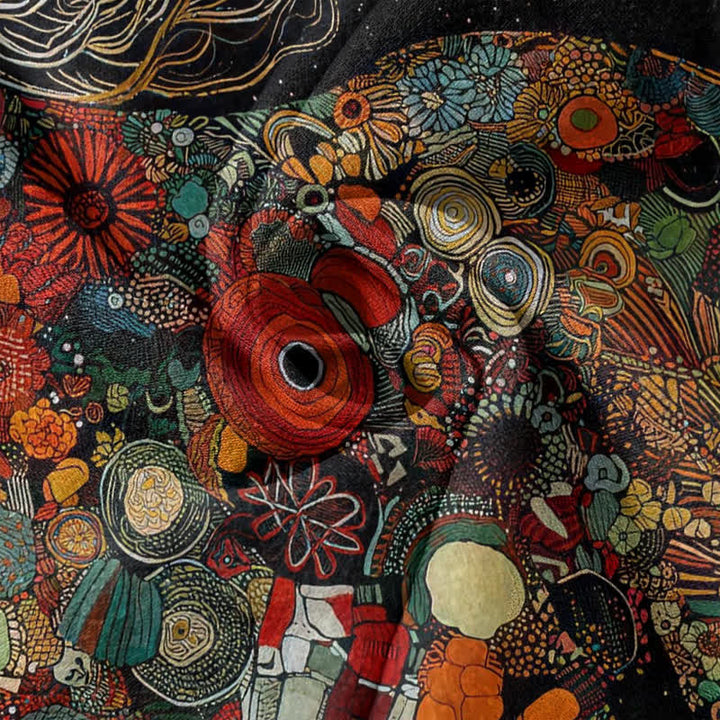 Buddha Stones Pure Cotton Bohemian Floral Horse Pattern Women's Elastic Waist Pants With Pockets - image 3