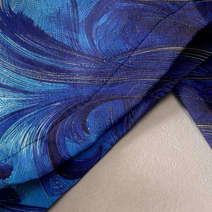 Buddha Stones Pure Cotton Sunset Swirl Ombre Pattern Women's Elastic Waist Pants With Pockets - image 2