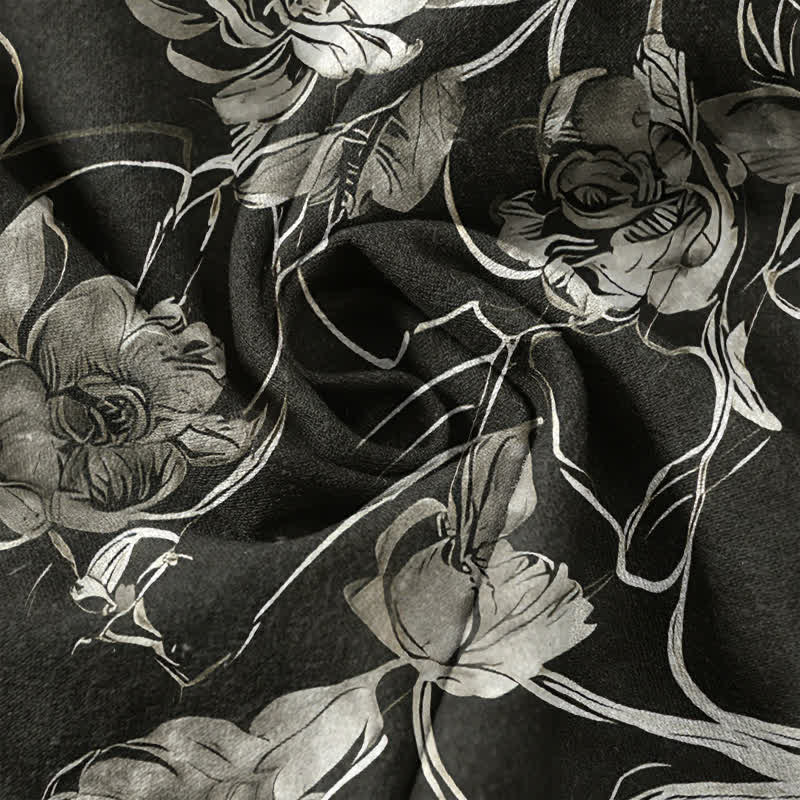 Buddha Stones Cotton Botanical Floral Leaves Pattern Men's Short Sleeve Half Button Shirt - image 4